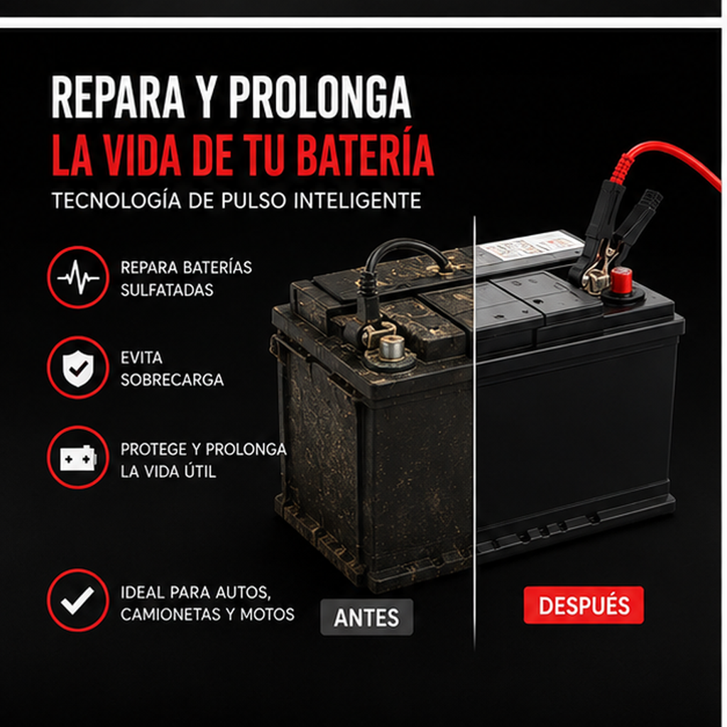 Cargador Inteligente de Baterías - Recupera el control en segundos