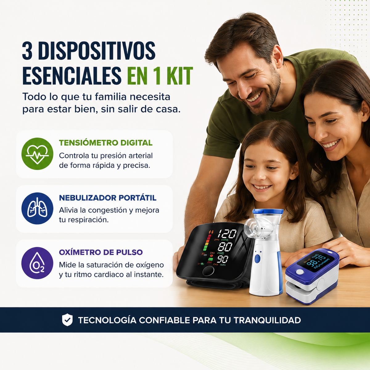 KIT SALUD EN CASA - Tensiómetro + Nebulizador + Oxímetro