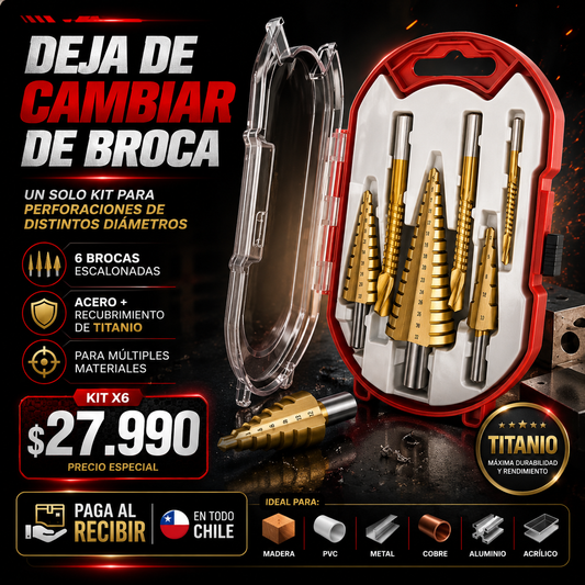 KIT PROFESIONAL X6 BROCAS I ACERO Y TITANIO