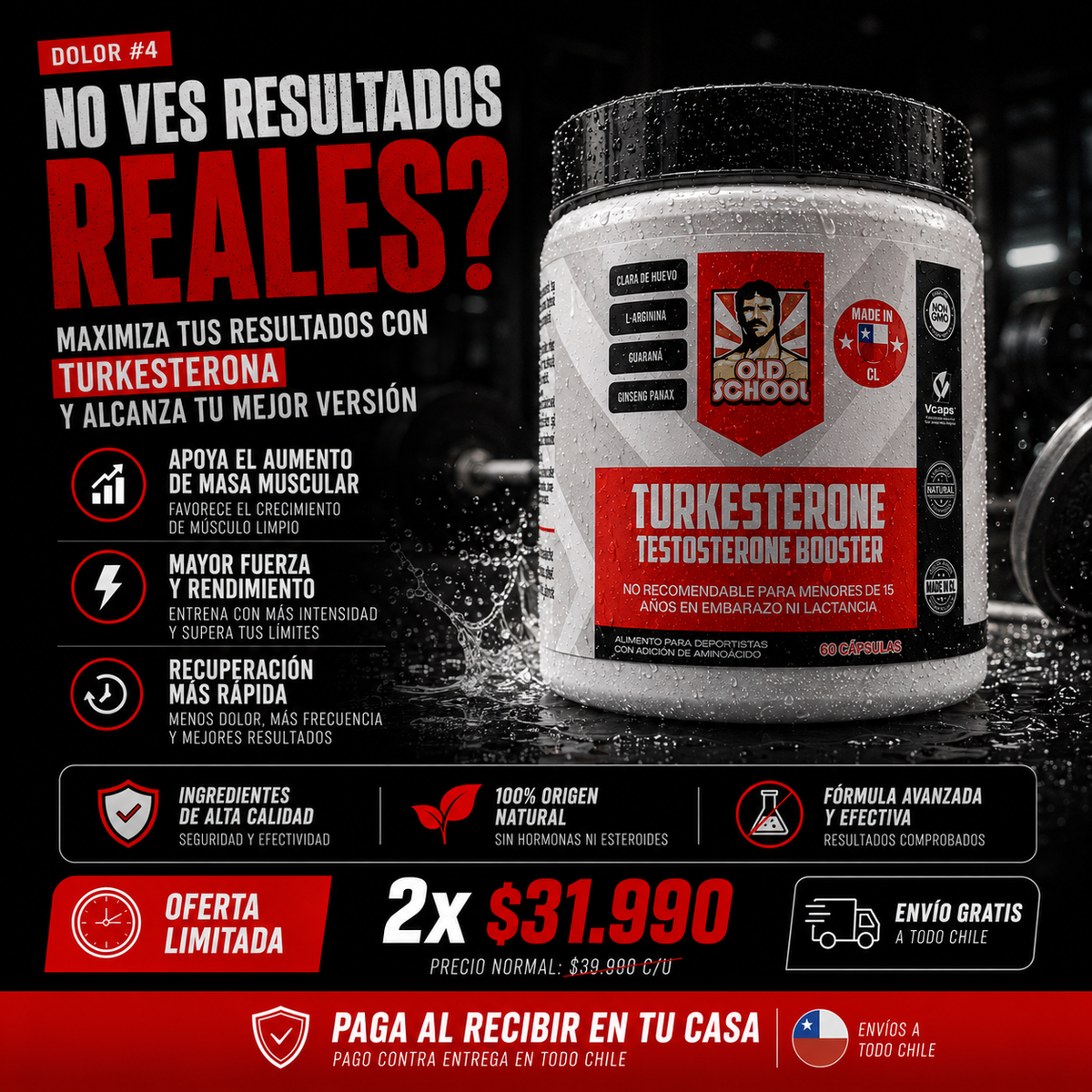 Turkesterona | 60 Cápsulas para Rendimiento y Recuperación