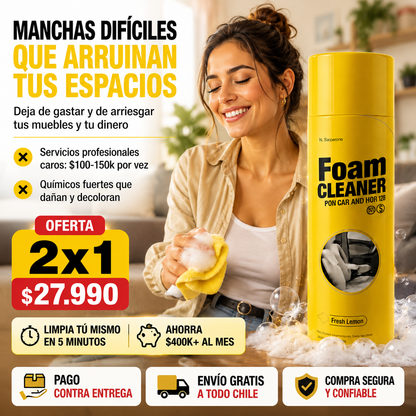🎁 Pack 2x1 Foam Cleanner - Limpia en segundos, sin esfuerzo.