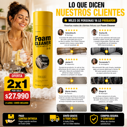 🎁 Pack 2x1 Foam Cleanner - Limpia en segundos, sin esfuerzo.