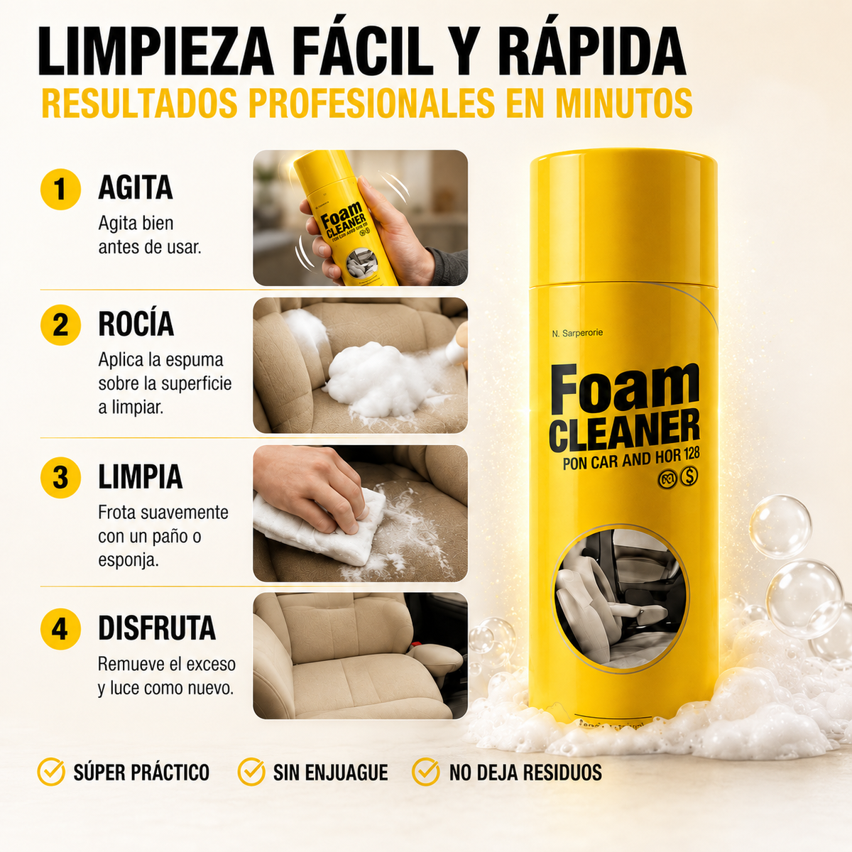 🎁 Pack 2x1 Foam Cleanner - Limpia en segundos, sin esfuerzo.