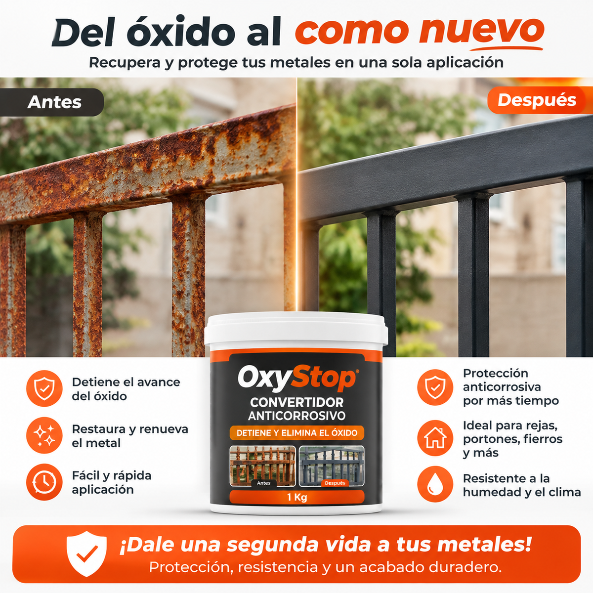 OXYSTOP - CONVERTIDOR DE ÓXIDO ANTICORROSIVO 1KG