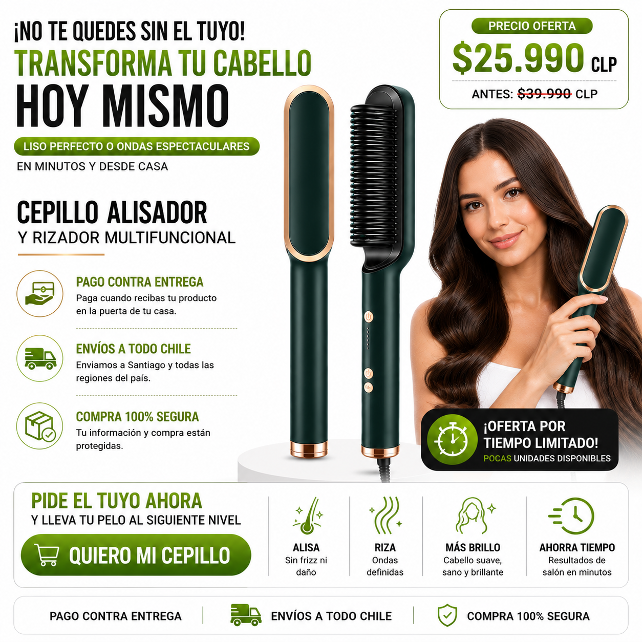 Cepillo Alisador Rizador Multifuncional